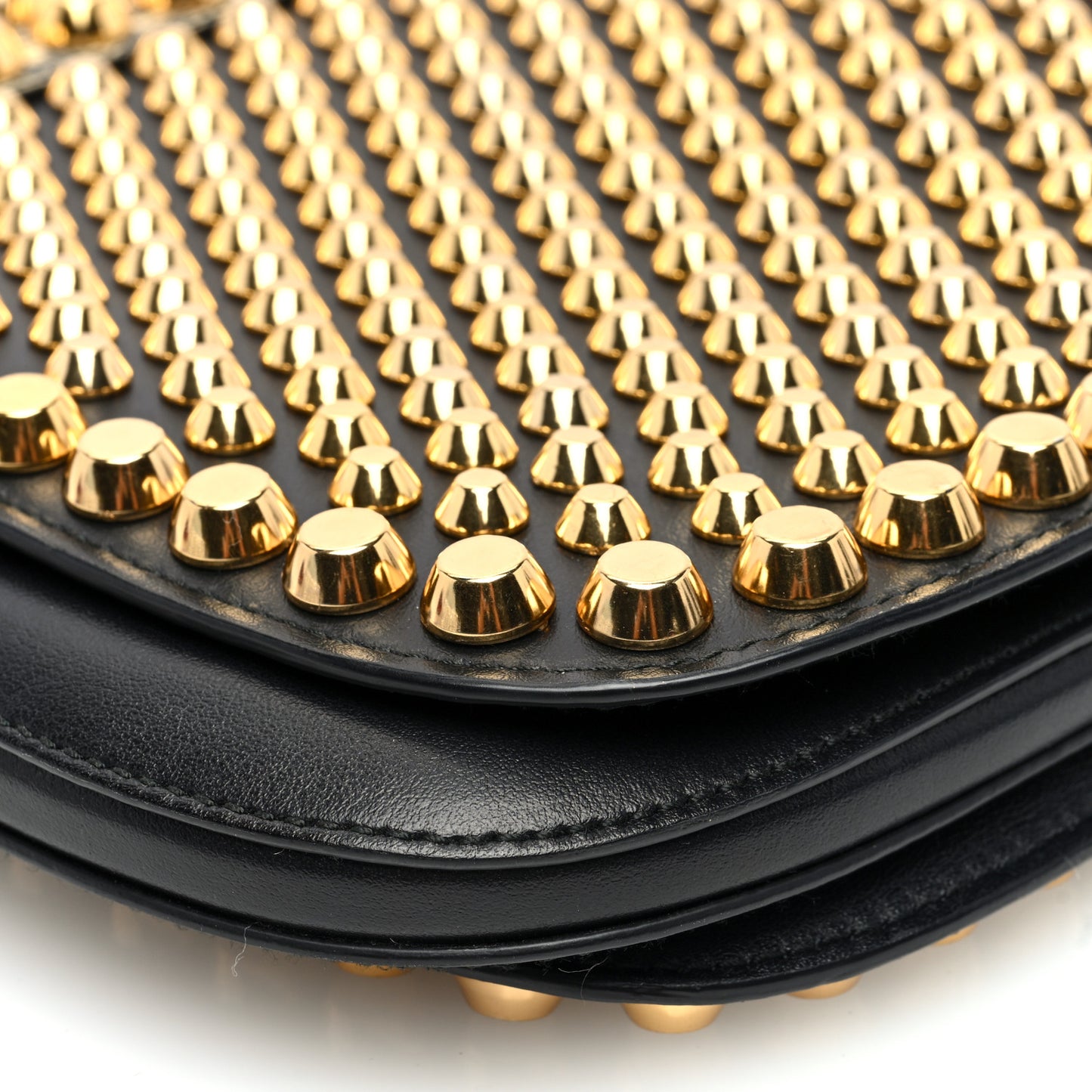 City Calfskin Lucer Studded Small Margit Bag Black Roccia