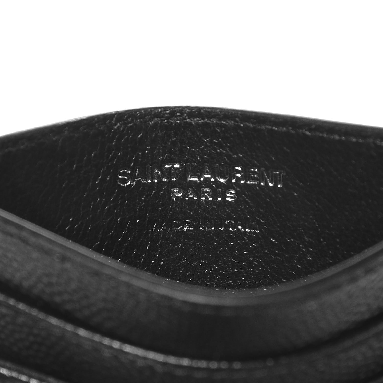 Saint Laurent Grain De Poudre Matelasse Chevron Monogram Credit Card Case Black 6 of 8