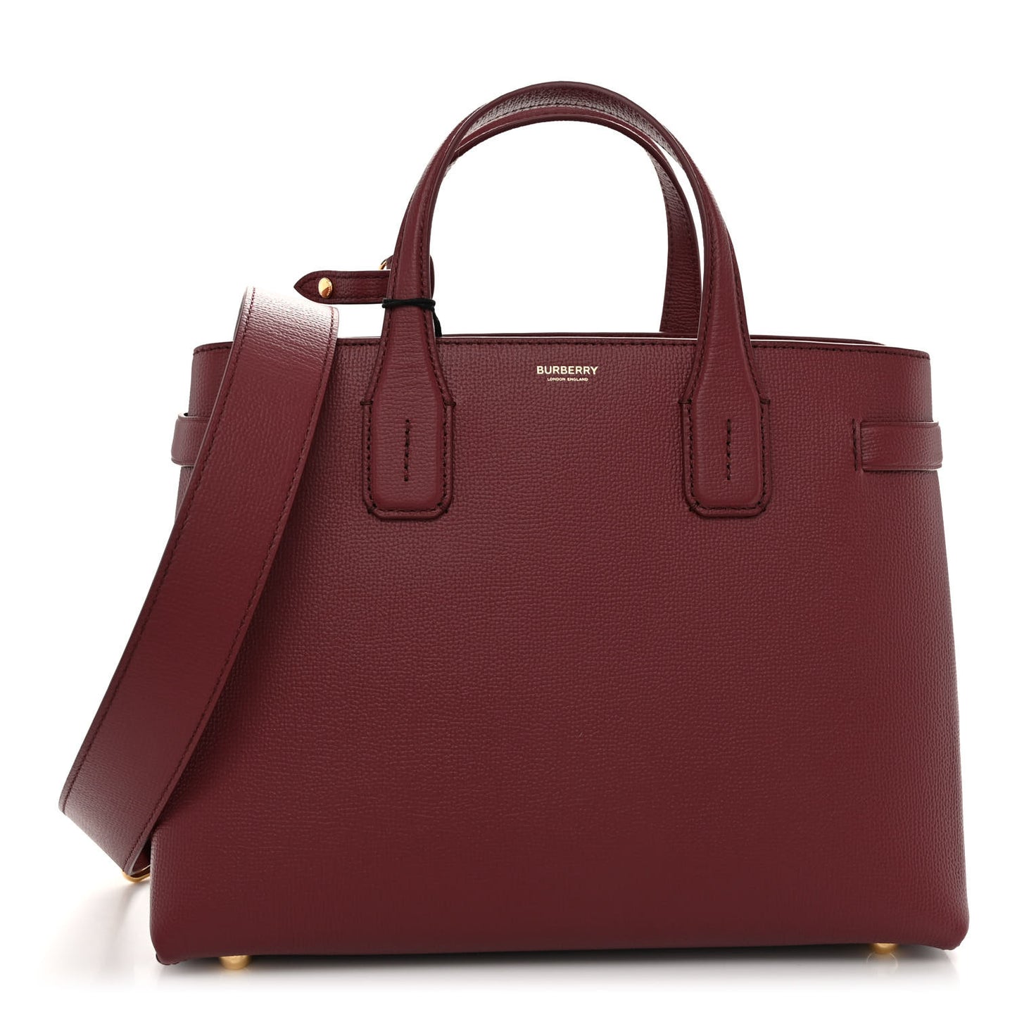 Grainy Calfskin House Check Medium Banner Tote Mahogany Red