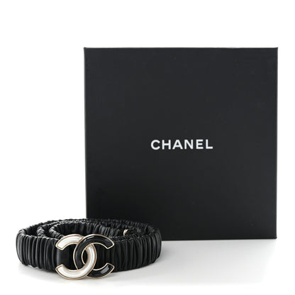 Chanel Lambskin Resin Ruched CC Belt 80 32 Black 5 of 5