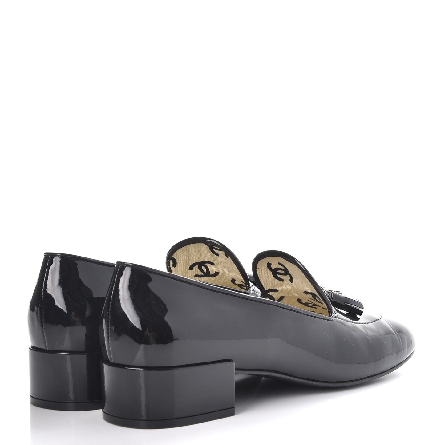 Patent Tassel Moccasin Loafers 41 Black