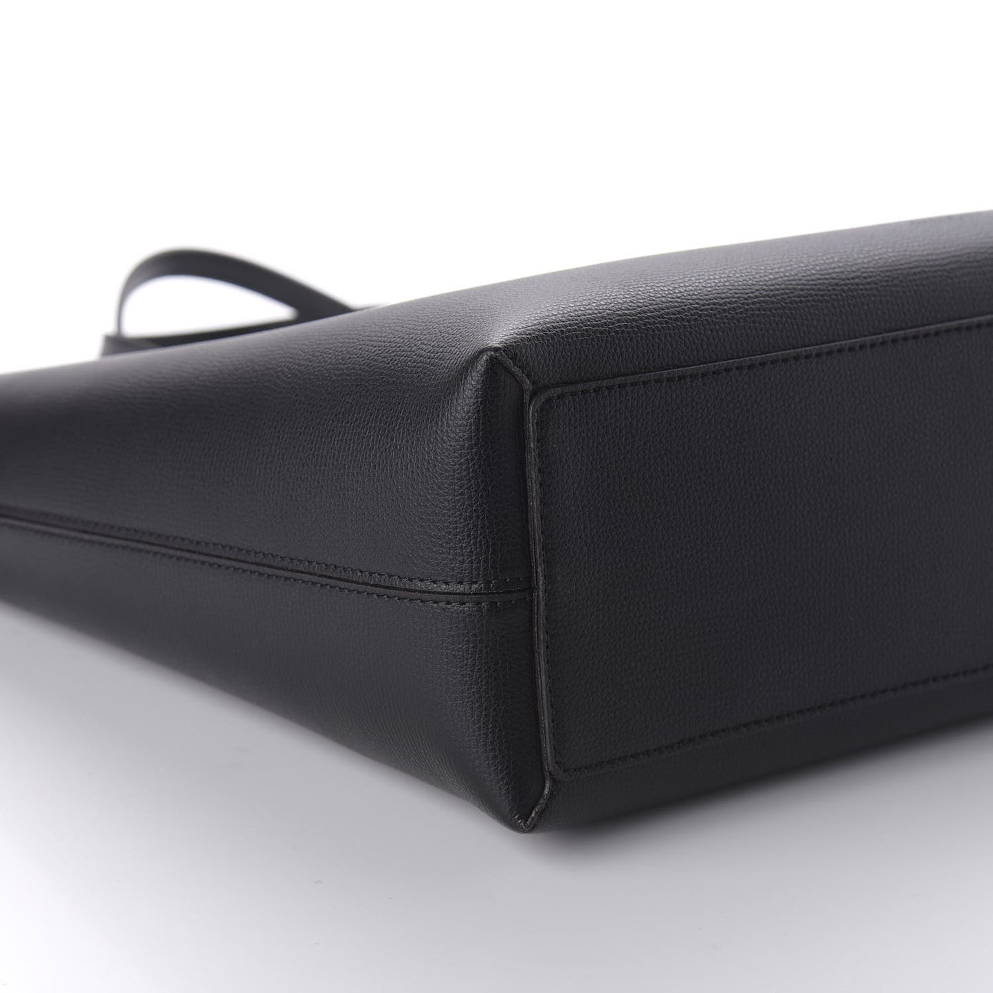 Grainy Calfskin Haymarket Check Medium Reversible Tote Black