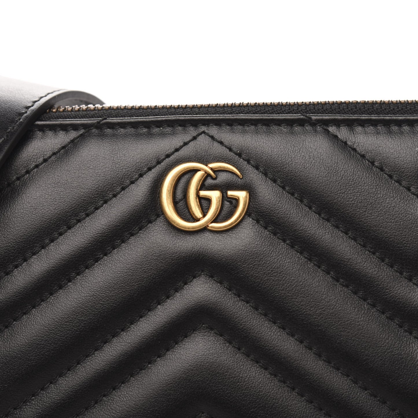 Calfskin Matelasse GG Marmont Flat Messenger Bag Black