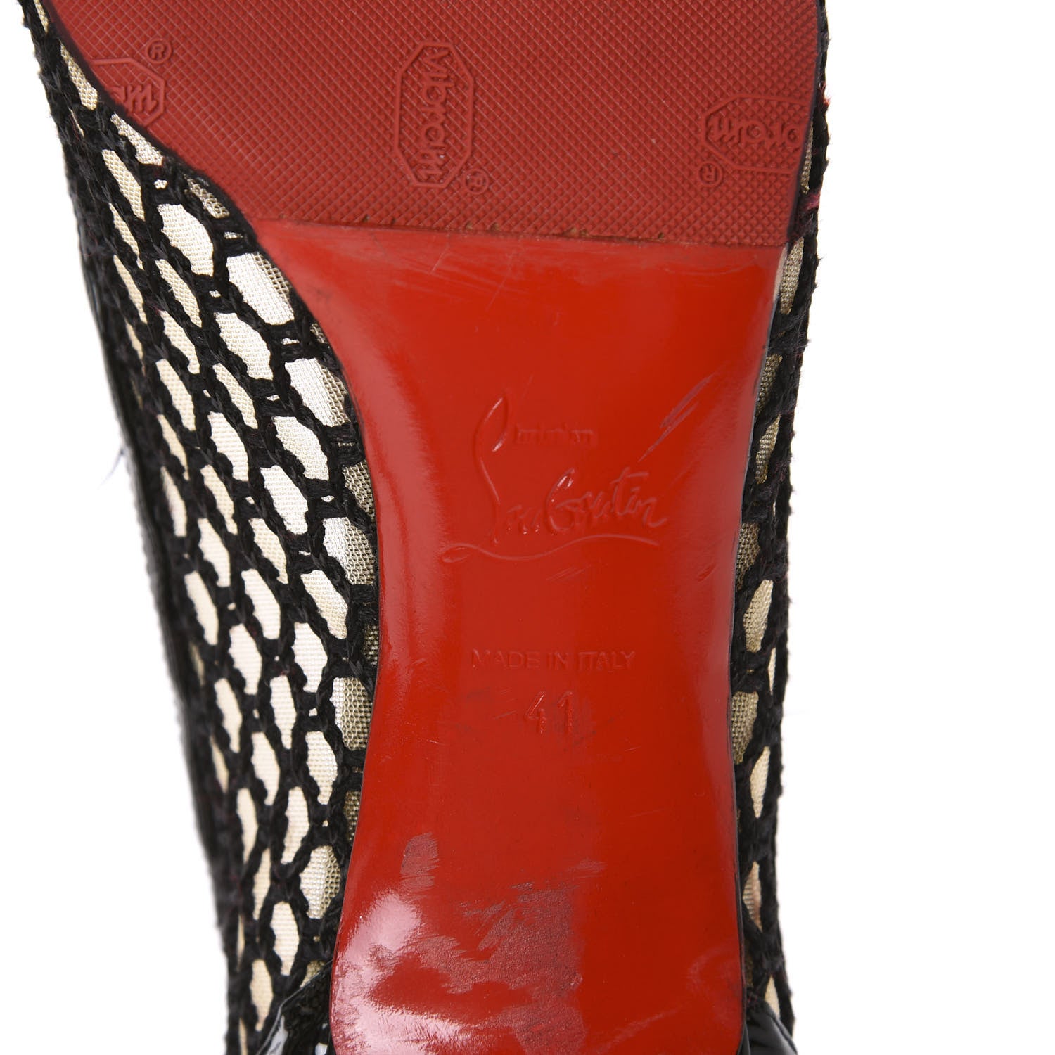 Christian Louboutin Fishnet Patent Guni 55 Spiked Pumps 41 Black 8 of 14