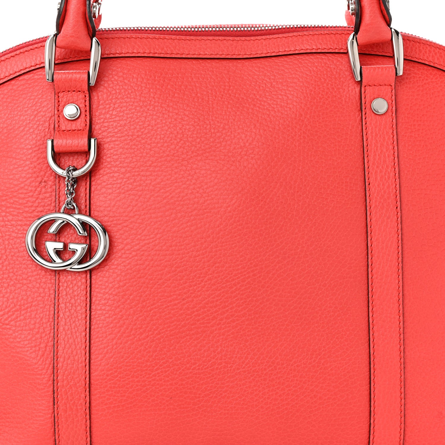 Gucci Dollar Calfskin Medium GG Charm Dome Satchel Sporting Red 8 of 13