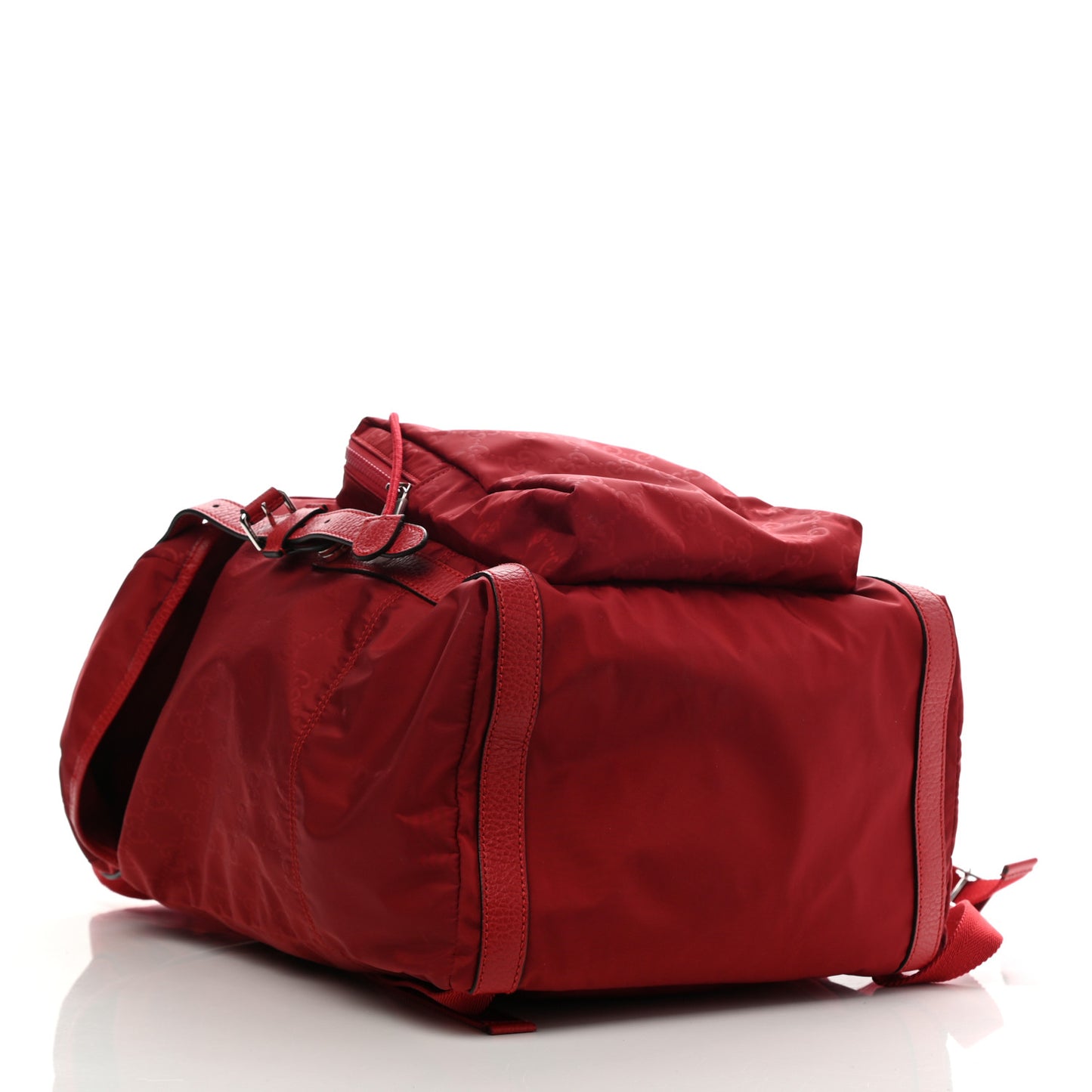 Nylon Monogram Dollar Calfskin Medium Light Double Buckle Backpack Vibrant Red