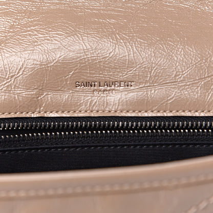 Saint Laurent Crinkled Calfskin Matelasse Monogram Medium Niki Chain Satchel Light Taupe 5 of 10