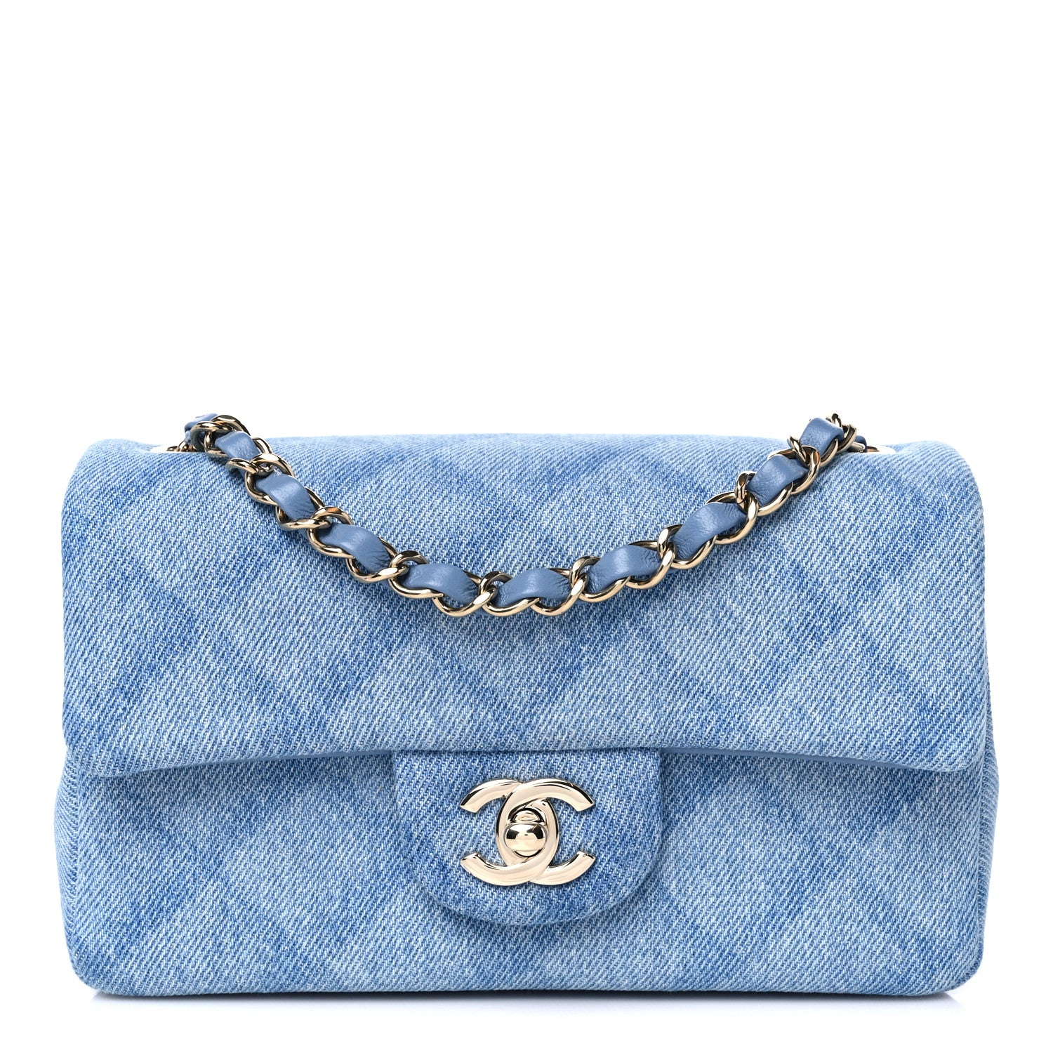 Chanel Denim Quilt Print Mini Rectangular Flap Light Blue 1 of 9