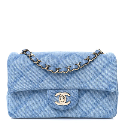 Chanel Denim Quilt Print Mini Rectangular Flap Light Blue 1 of 9