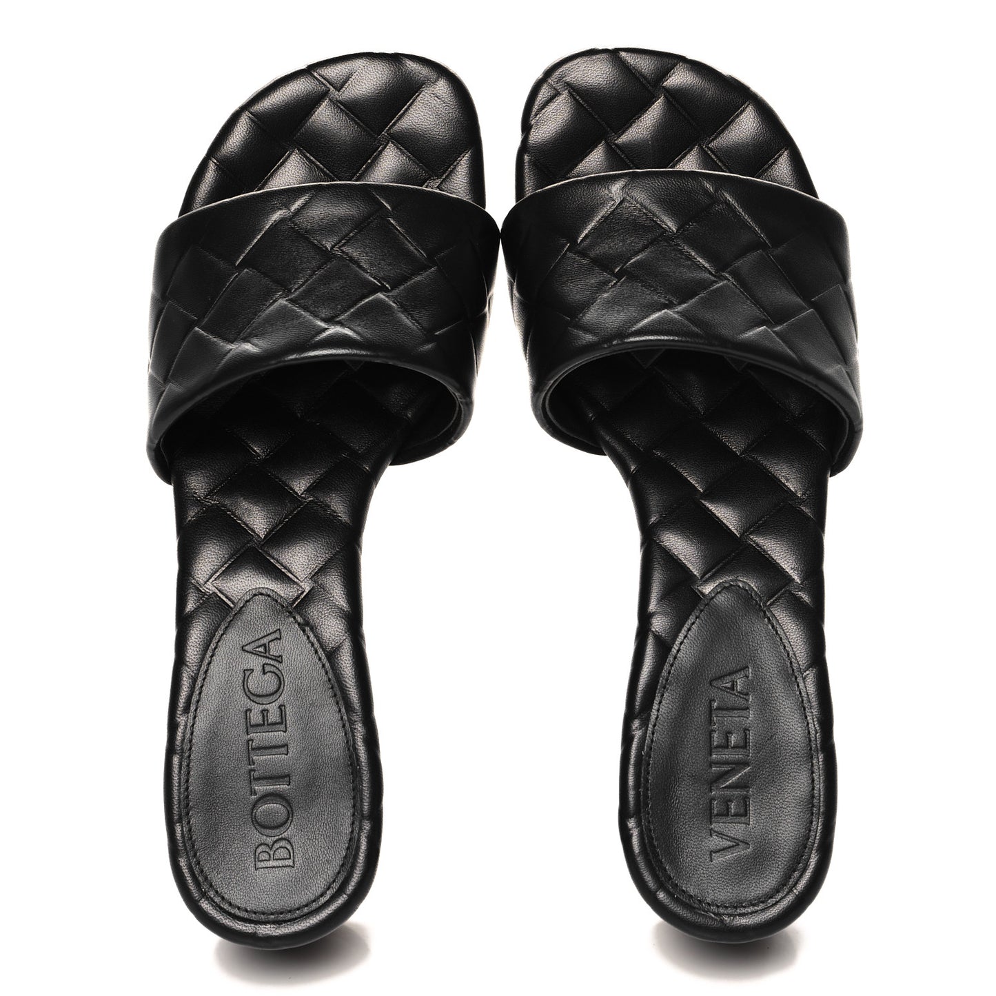 Lambskin Weaving Effect Amy Sandals 37 Black