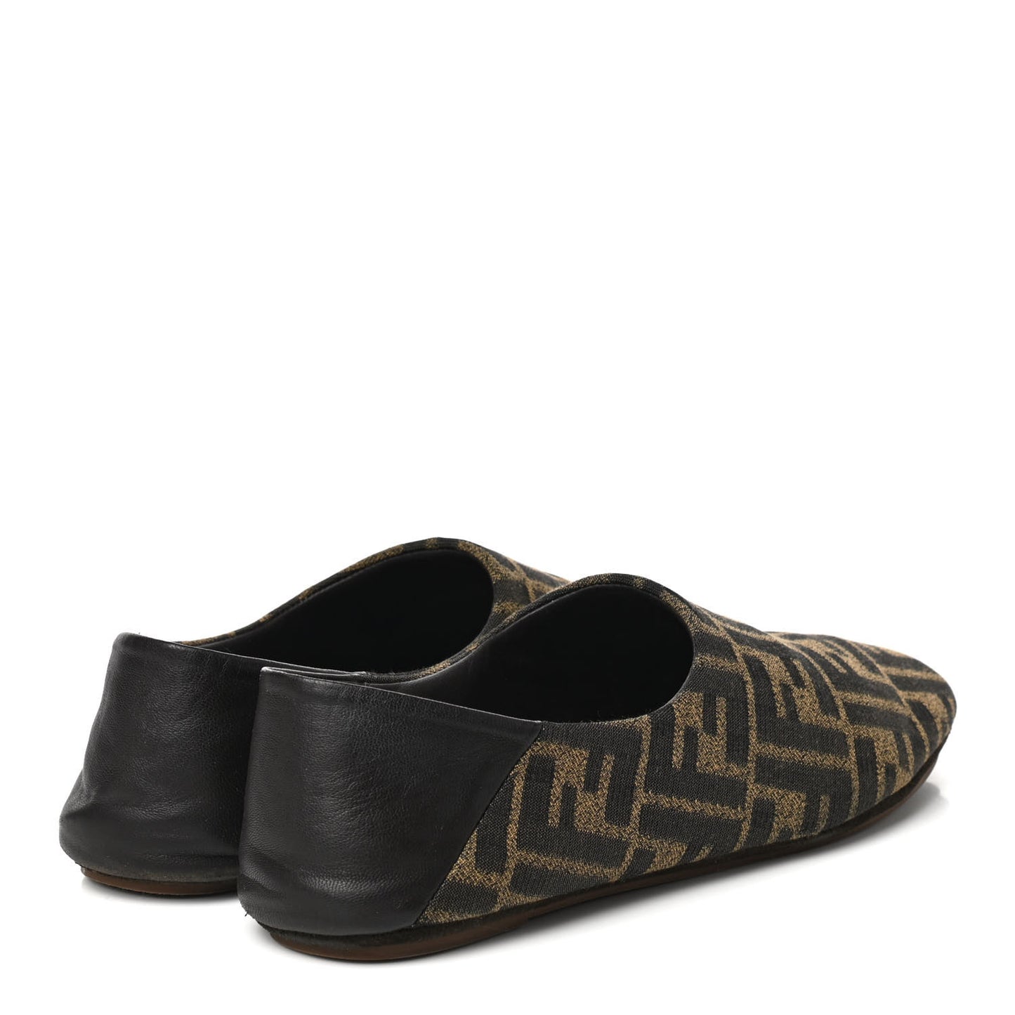 Fabric Jacquard Nappa FF Slippers 39 Tobacco Moro Black