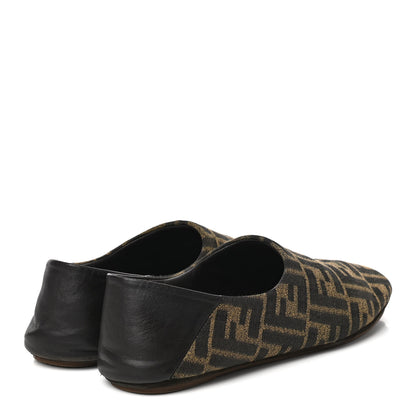Fendi Fabric Jacquard Nappa FF Slippers 39 Tobacco Moro Black 4 of 9