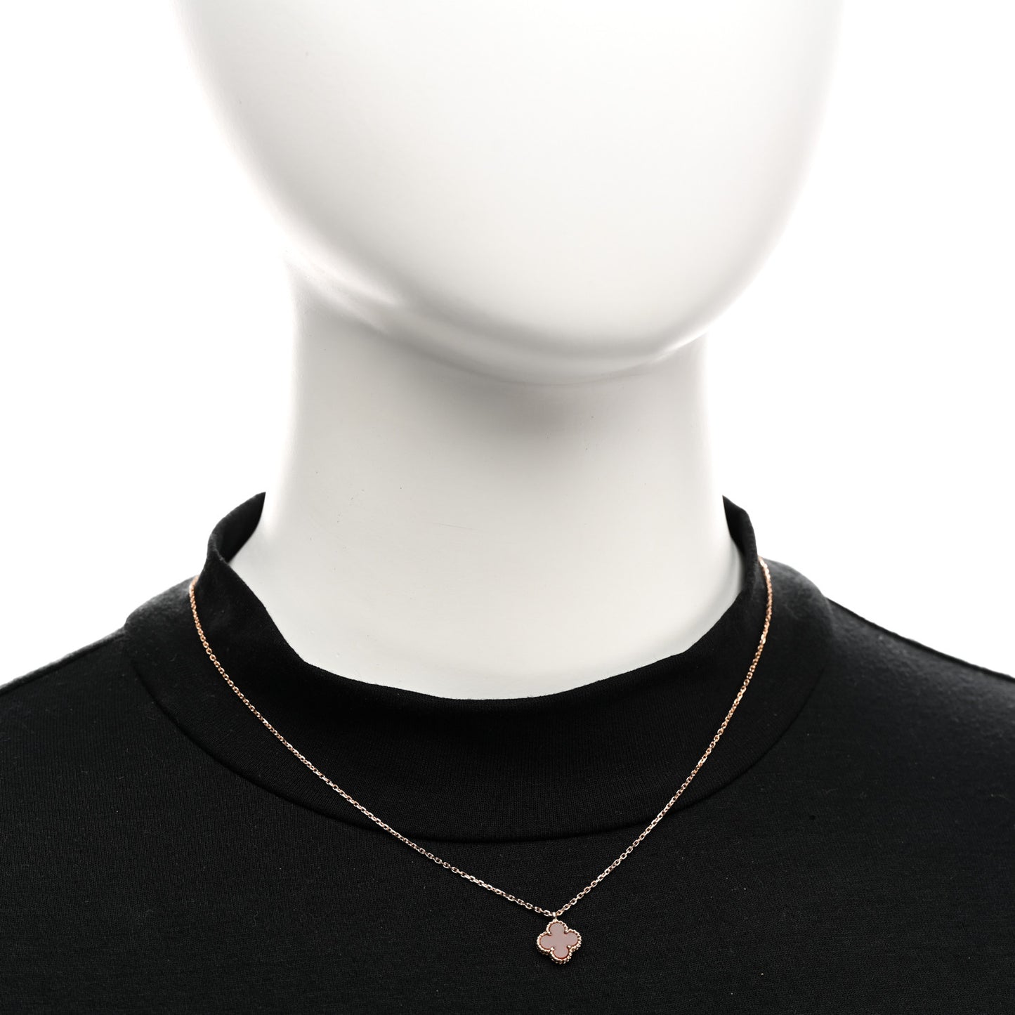 18K Rose Gold Carnelian Sweet Alhambra Pendant Necklace