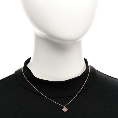 Van Cleef & Arpels 18K Rose Gold Carnelian Sweet Alhambra Pendant Necklace 2 of 6