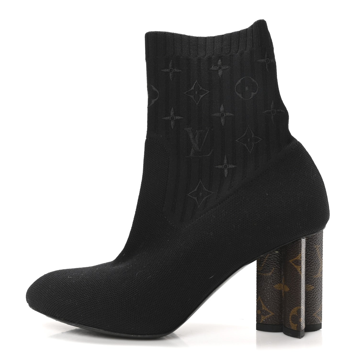 Louis Vuitton Monogram Stretch Fabric Silhouette Ankle Boots 38 Black 1 of 8