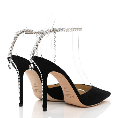 Jimmy Choo Suede Crystal Saeda 100 Pumps 37 Black 4 of 8