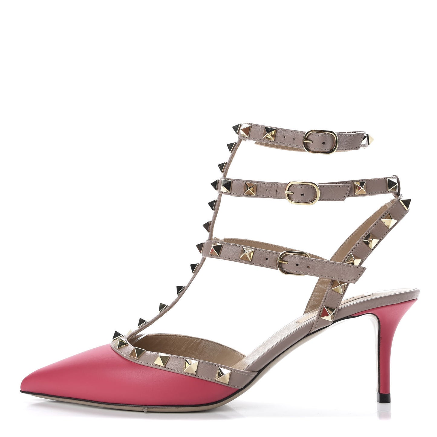Calfskin Nappa Rockstud Ankle Strap 65mm Pumps 39 Deep Fuxia Poudre