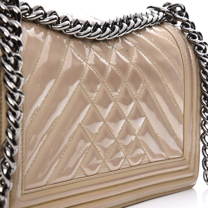 Chanel Patent Chevron Medium Boy Flap Beige 9 of 16