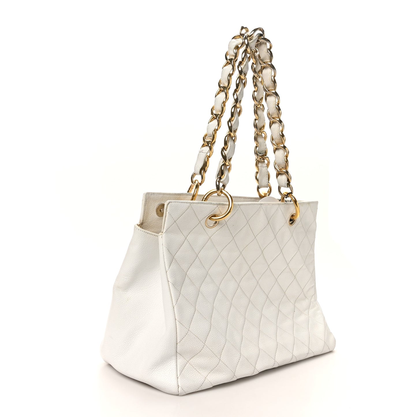 Caviar Quilted Timeless CC Shopping Tote White
