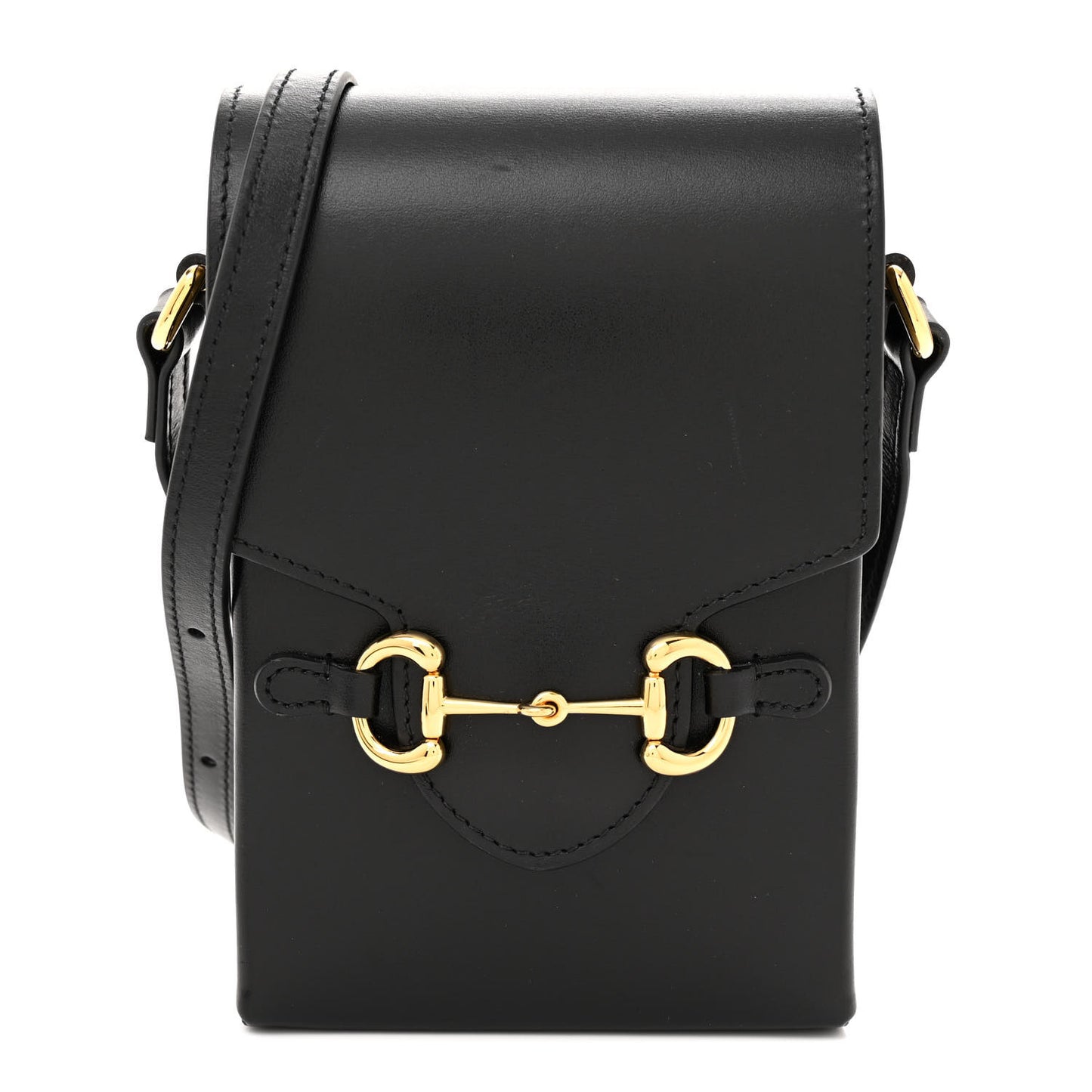 Textured Dollar Calfskin Mini Horsebit 1955 Crossbody Bag Black