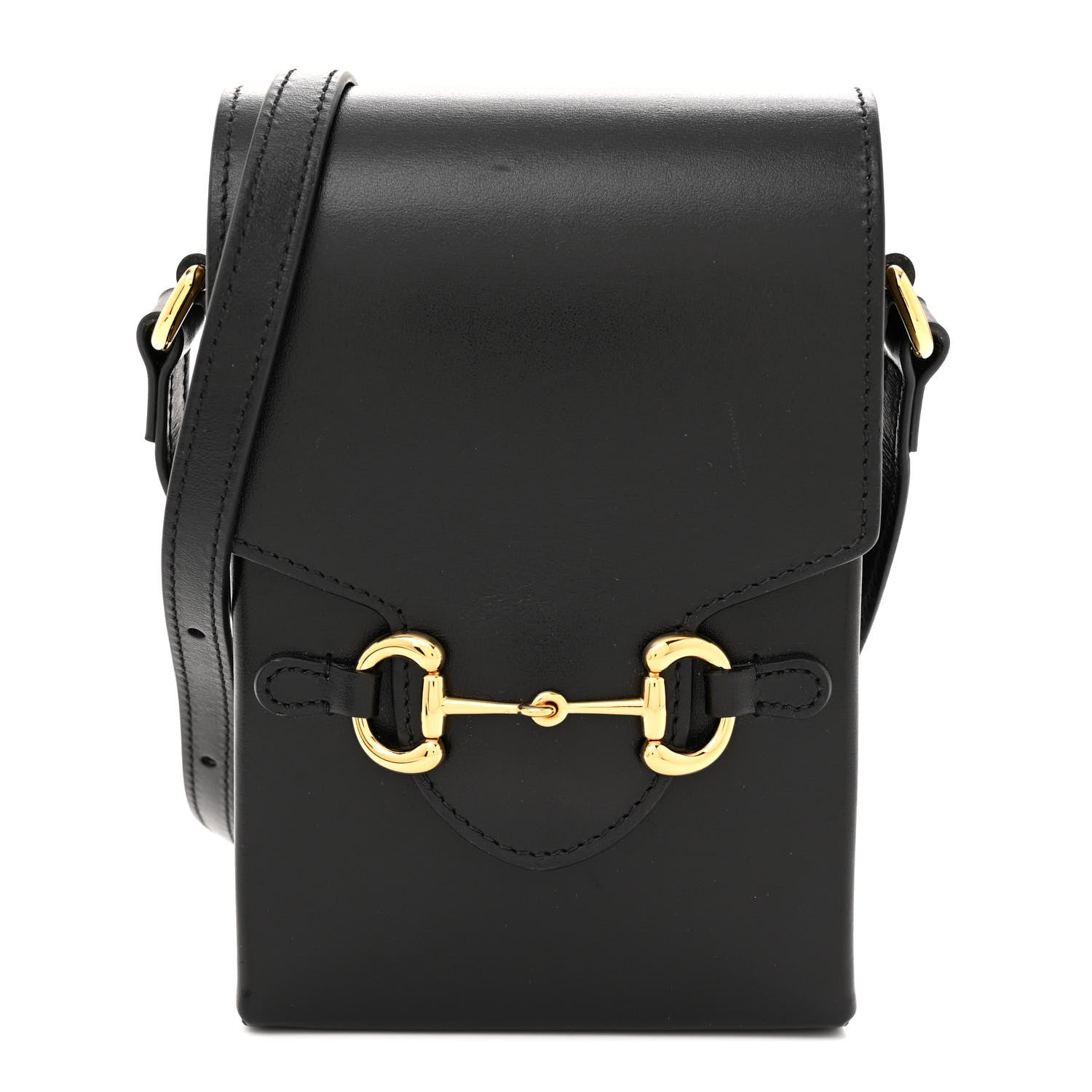 Gucci Textured Dollar Calfskin Mini Horsebit 1955 Crossbody Bag Black 1 of 16