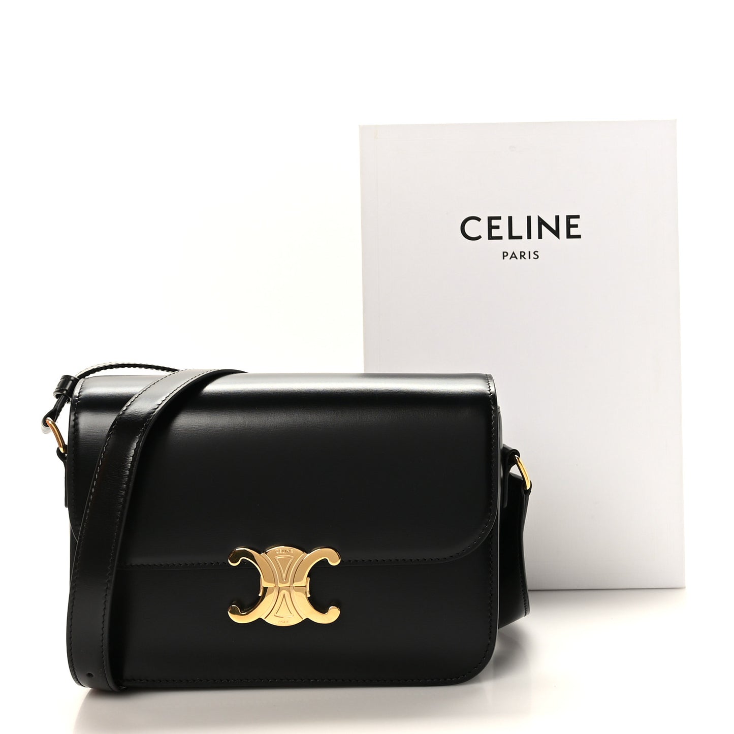 Shiny Calfskin Medium Triomphe Black