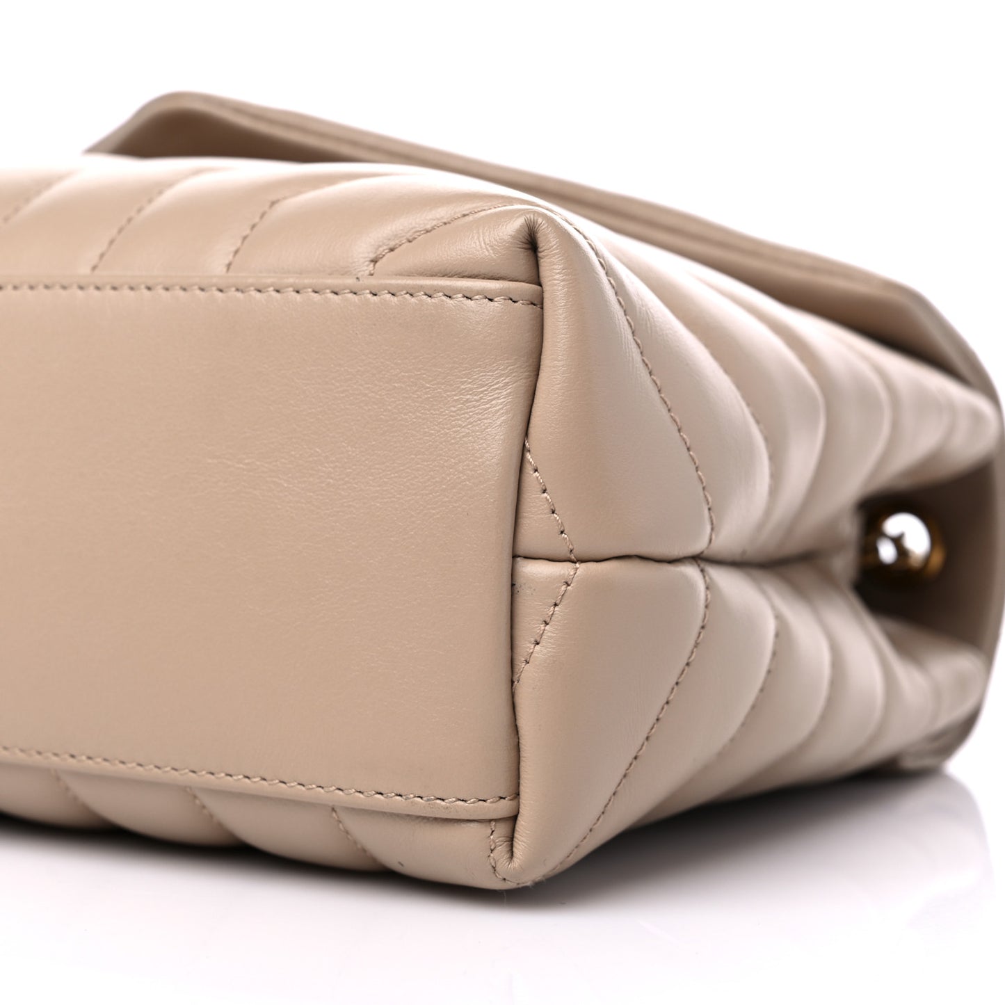 Calfskin Y Quilted Monogram Small Loulou Chain Satchel Dark Beige