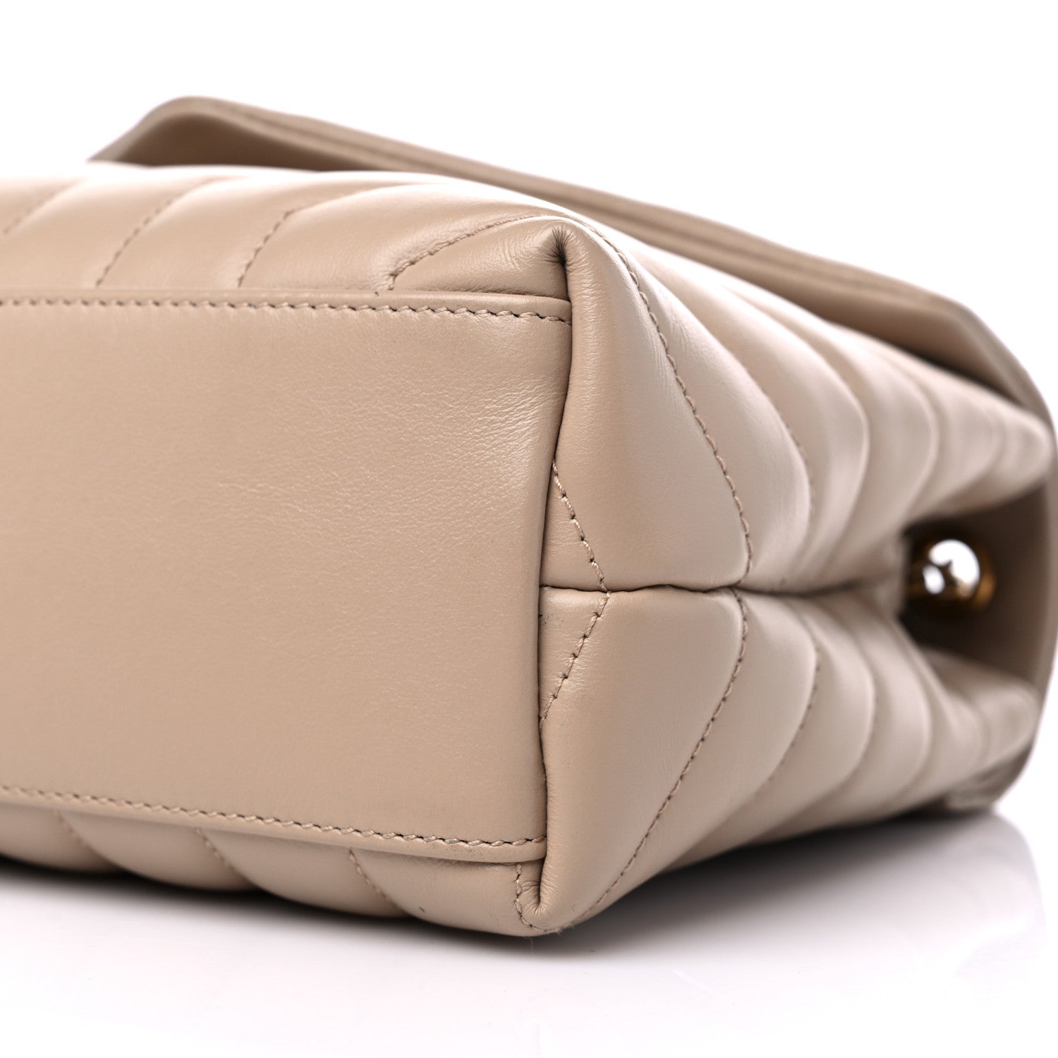 Saint Laurent Calfskin Y Quilted Monogram Small Loulou Chain Satchel Dark Beige 8 of 10