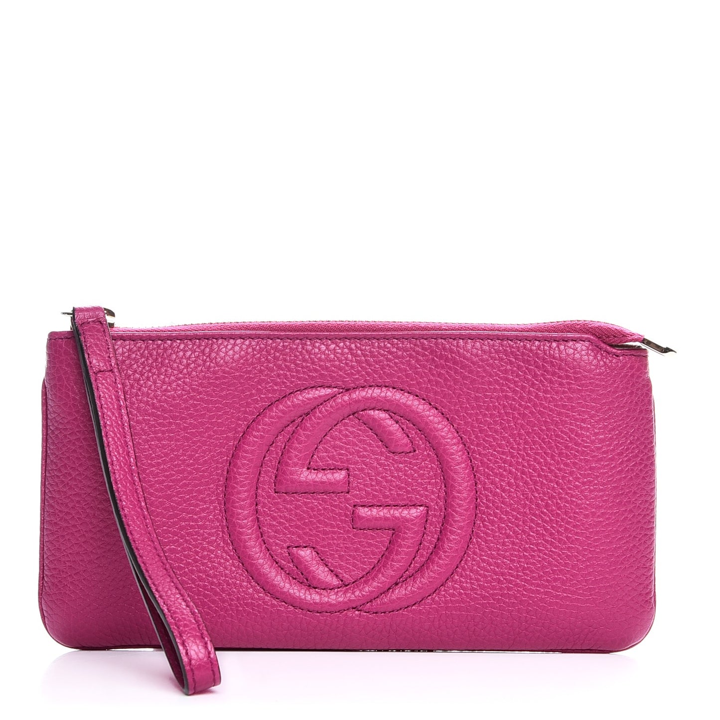 Pebbled Calfskin Soho Wristlet Bright Bougainvillea