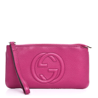 Gucci Pebbled Calfskin Soho Wristlet Bright Bougainvillea 1 of 8