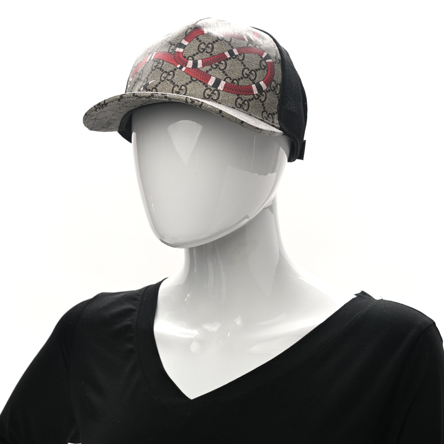 Gucci GG Supreme Monogram Kingsnake Print Baseball Hat XL Beige 2 of 8