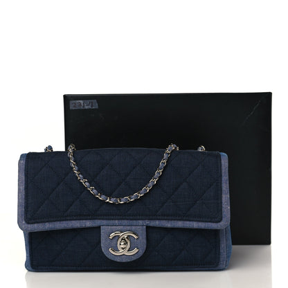 Chanel Denim Quilted Medium Graphic Flap Light Blue 10 of 10