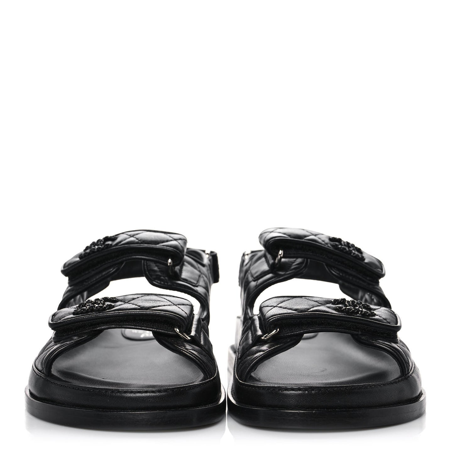 Lambskin Velcro Dad Sandals 38.5 Black