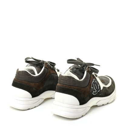 Chanel Fabric Calfskin Suede CC Sneakers 39.5 Khaki 4 of 7