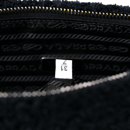 Prada Terry Cloth Triangle Pouch Bag Black White 7 of 9