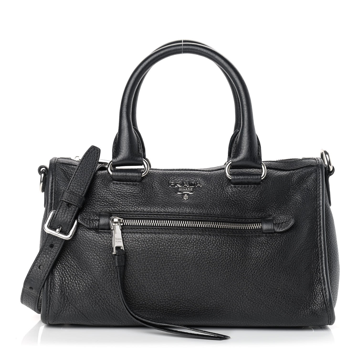 Prada Vitello Daino Shopping Satchel Black 1 of 13