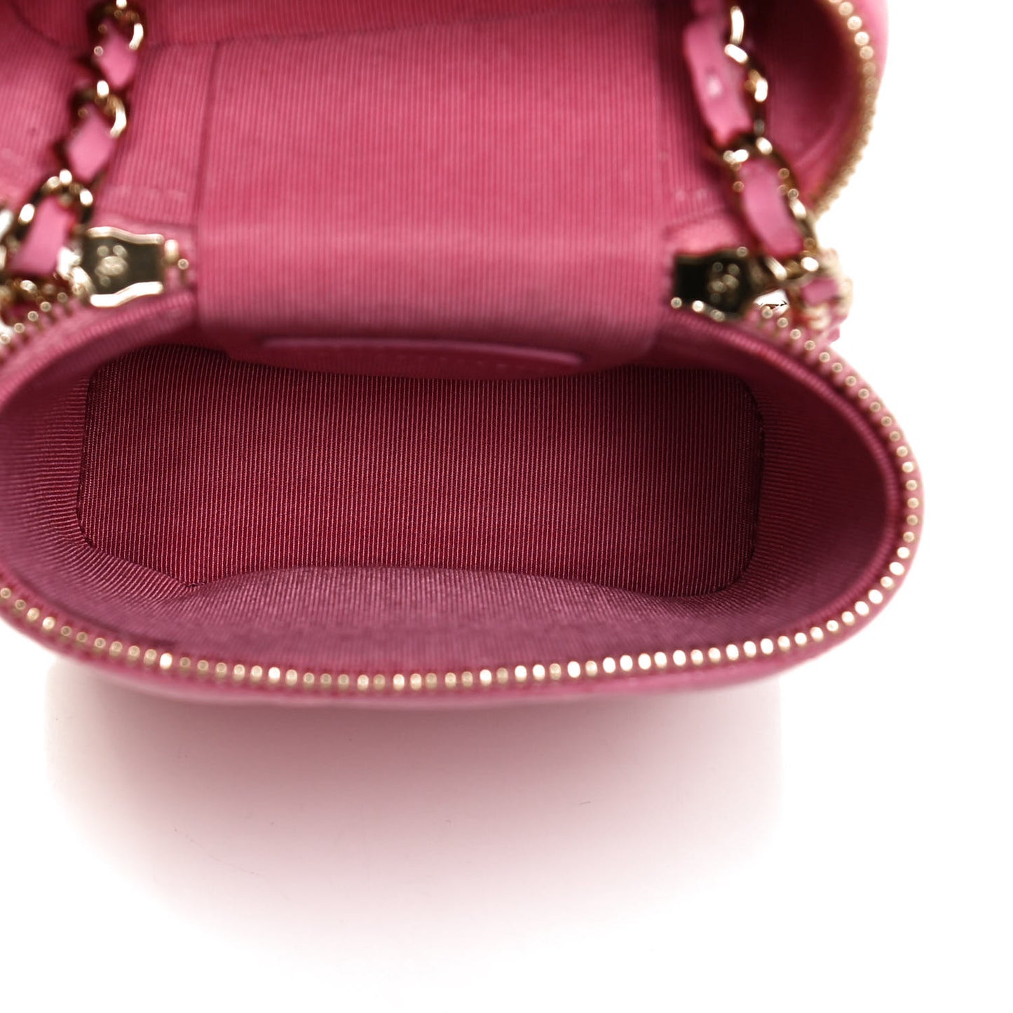Caviar Quilted Phone Holder With Chain Pink