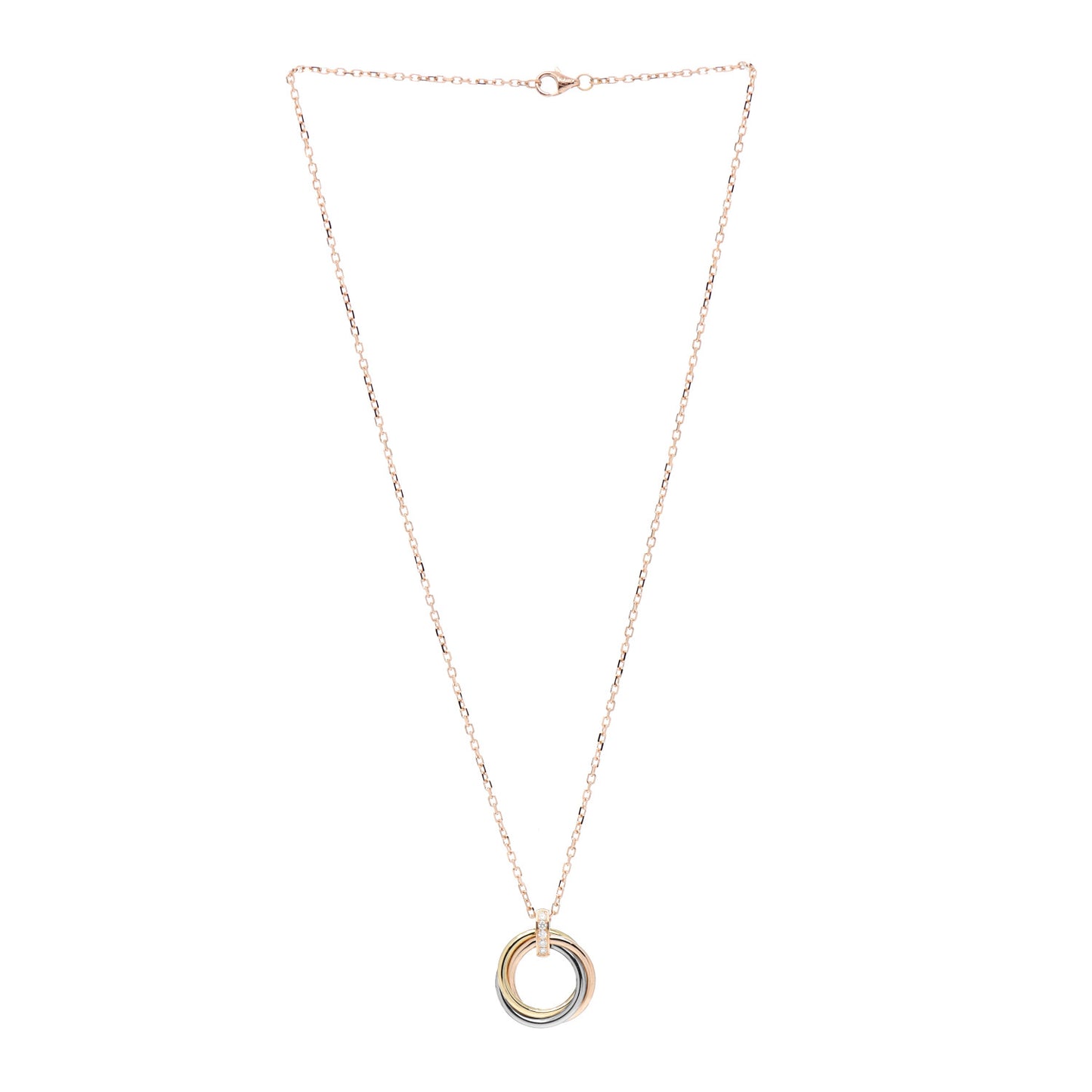 18K Pink White Yellow Gold Diamond Trinity Pendant Necklace