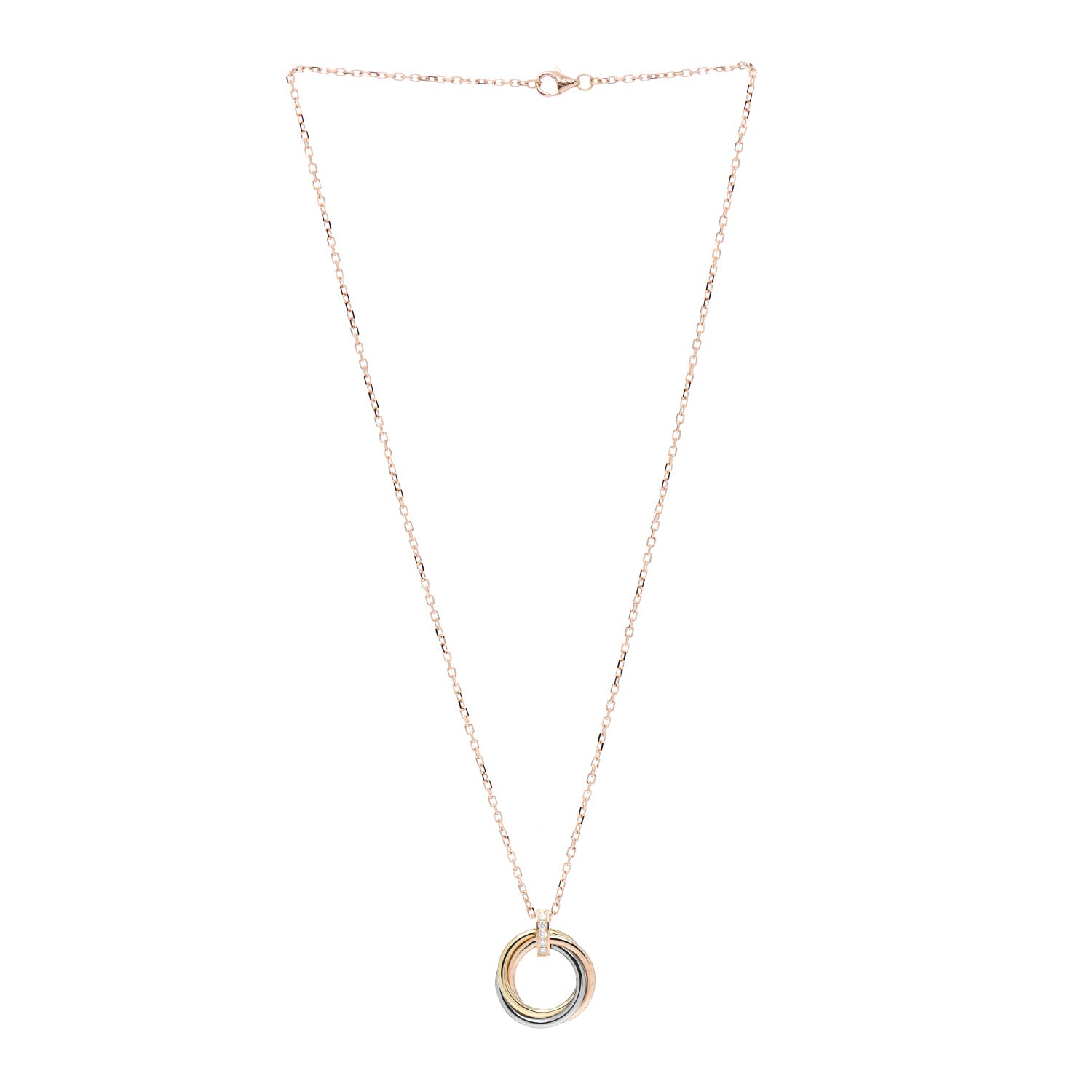 Cartier 18K Pink White Yellow Gold Diamond Trinity Pendant Necklace 3 of 4