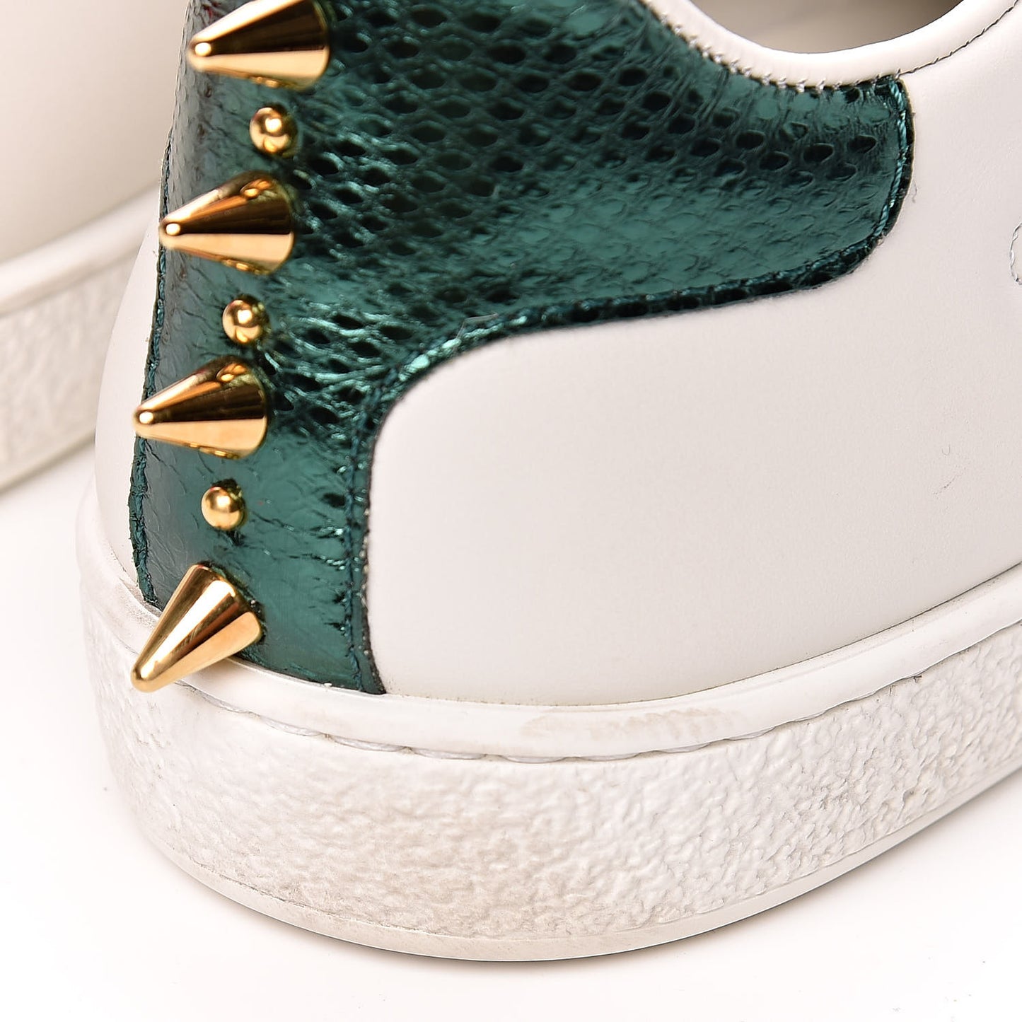 Calfskin Web Pearl Studded Womens Ace Sneakers 38 White