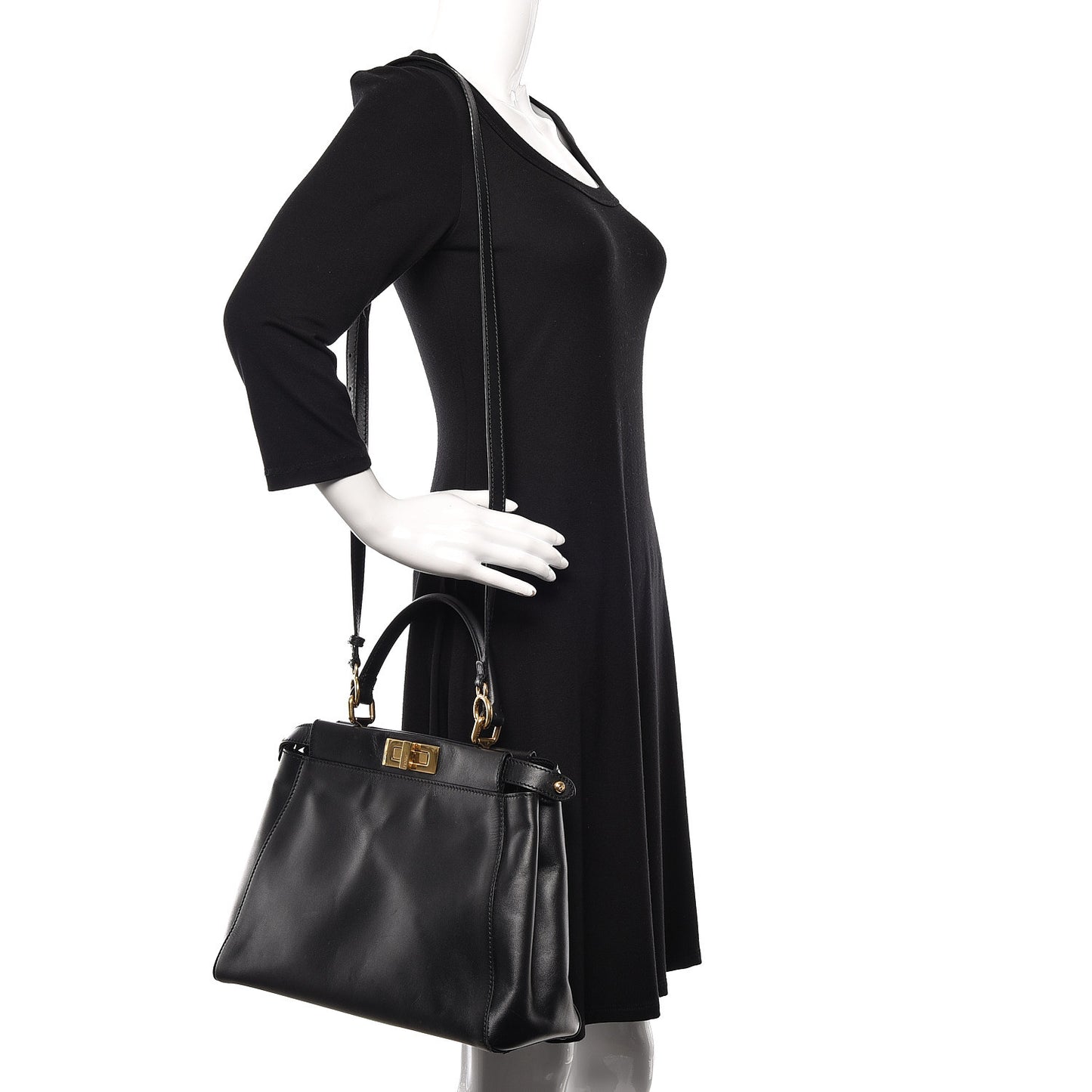 Vitello Morgan Shiny Nappa Medium Peekaboo Iconic Satchel Black