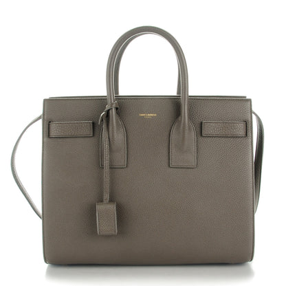 Saint Laurent Grained Calfskin Small Sac de Jour Carryall Earth 1 of 7