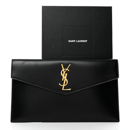 Saint Laurent Smooth Shiny Calfskin Monogram Uptown Pouch Black 7 of 7