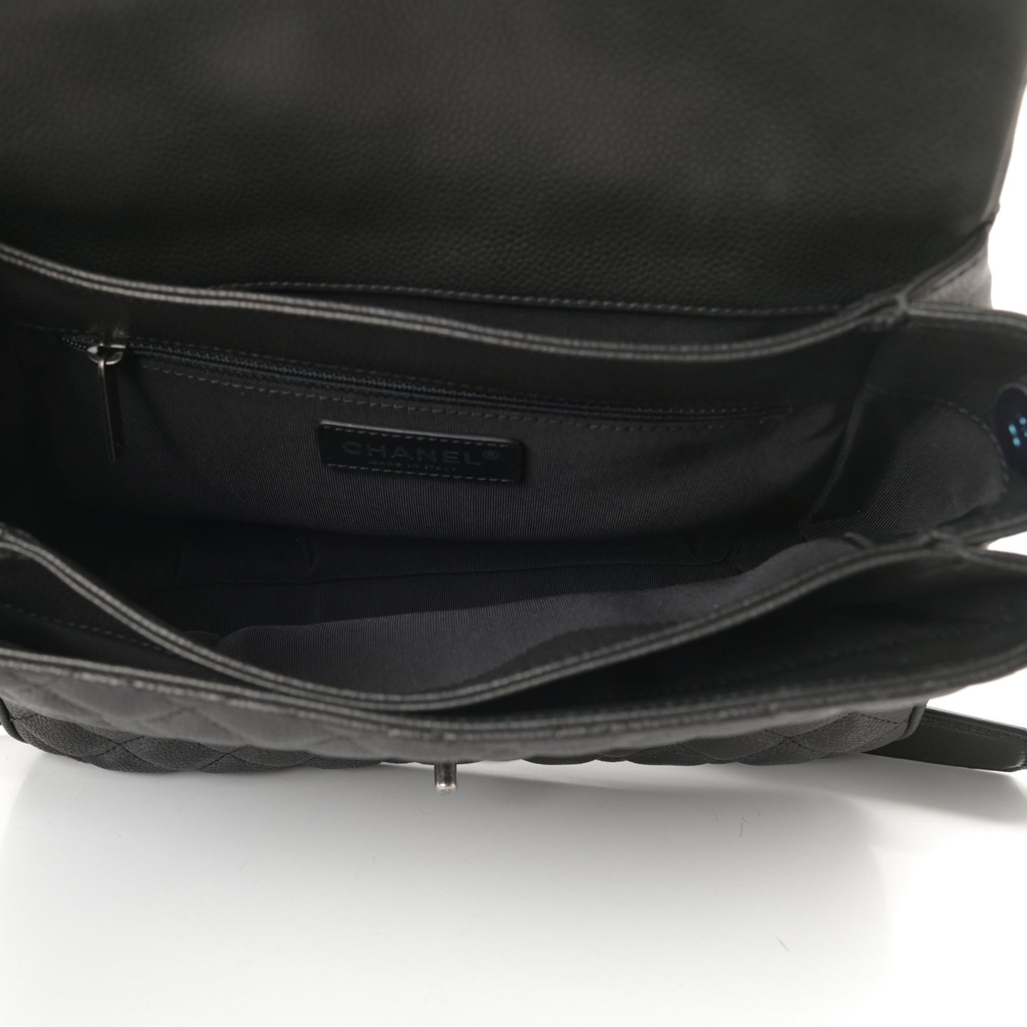 Caviar Quilted Medium Rock In Rome Single Flap Black