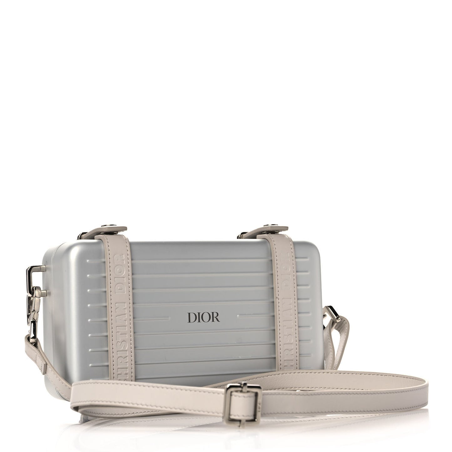 X RIMOWA Aluminum Personal Clutch On Strap Silver