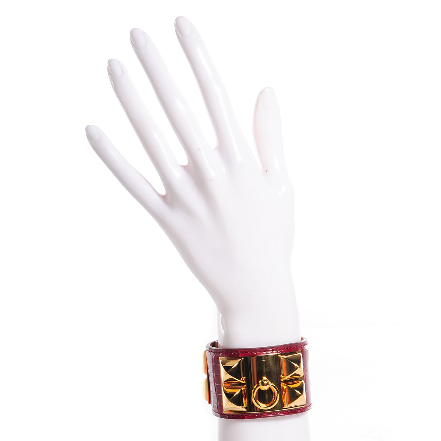 Hermes Shiny Alligator Collier De Chien CDC Bracelet Braise 2 of 7