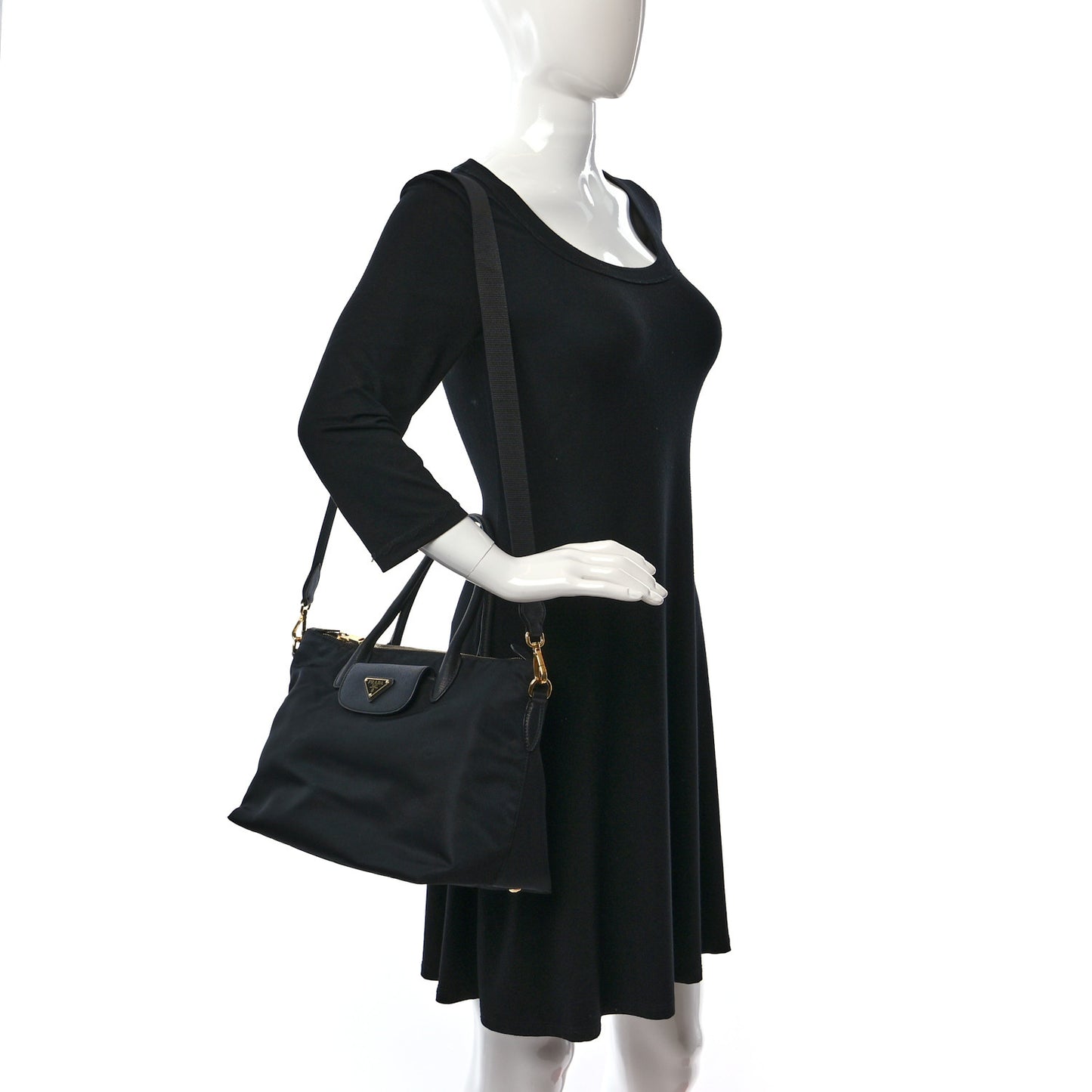 Tessuto Nylon Saffiano Tote Black
