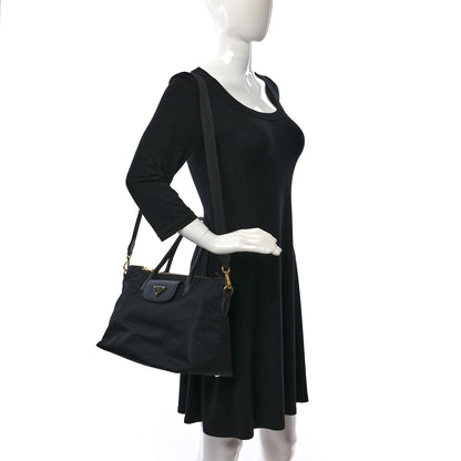 Prada Tessuto Nylon Saffiano Tote Black 2 of 10