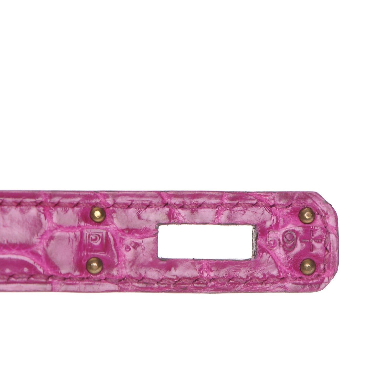 Shiny Niloticus Crocodile Kelly Cut Pochette Rose Scheherazade