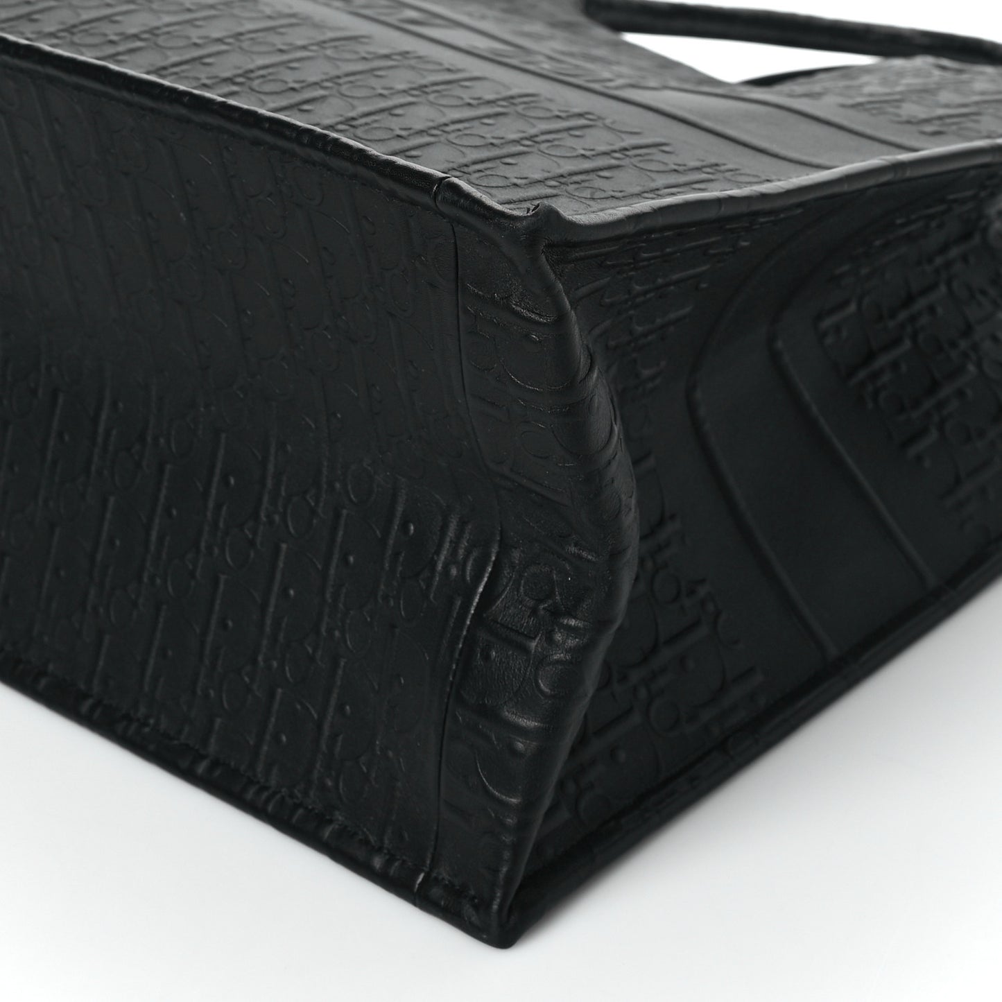 Oblique Calfskin Embossed Medium Book Tote Black